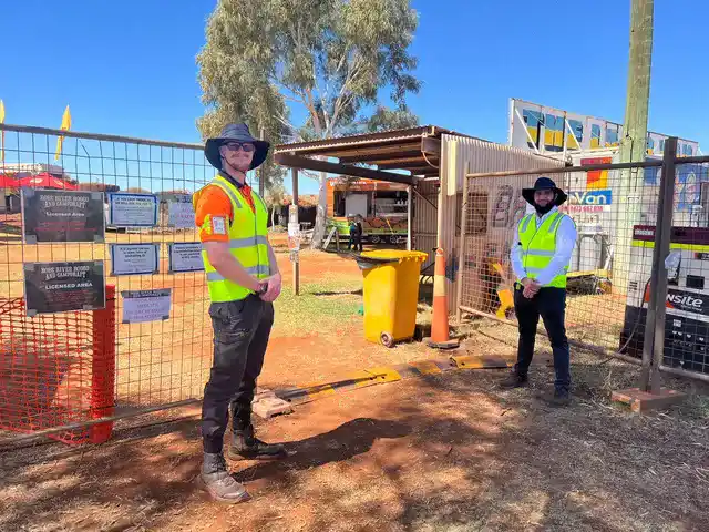 Two Westwide Security guards at a Perth construction site entrance